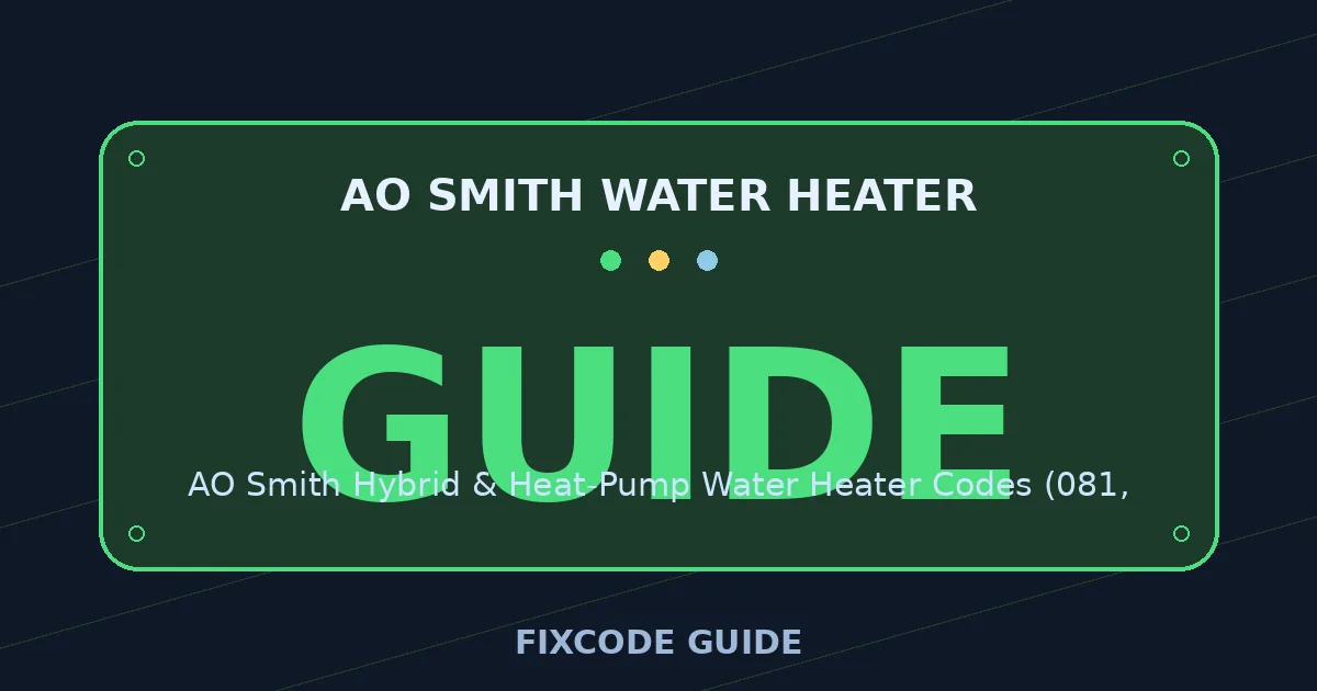 AO Smith Water Heater display showing GUIDE — FixCode Guide error code graphic