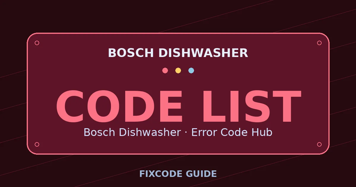 Bosch Dishwasher display showing CODE LIST — FixCode Guide error code graphic