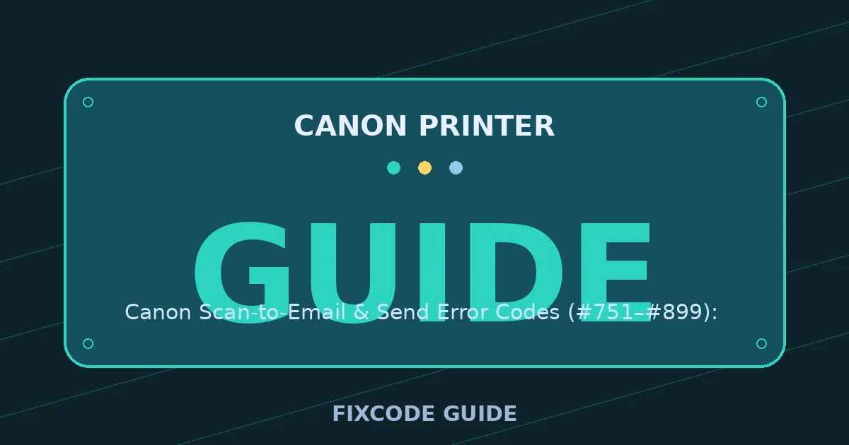 Canon Printer display showing GUIDE — FixCode Guide error code graphic