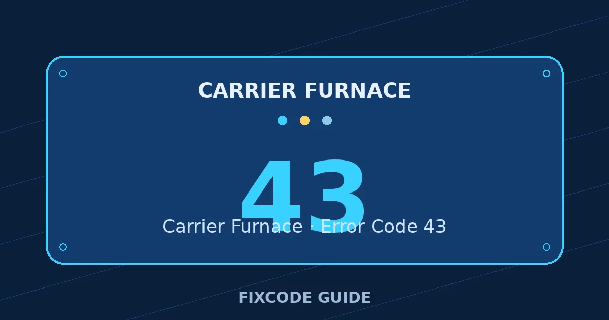 Carrier Furnace display showing 43 — FixCode Guide error code graphic