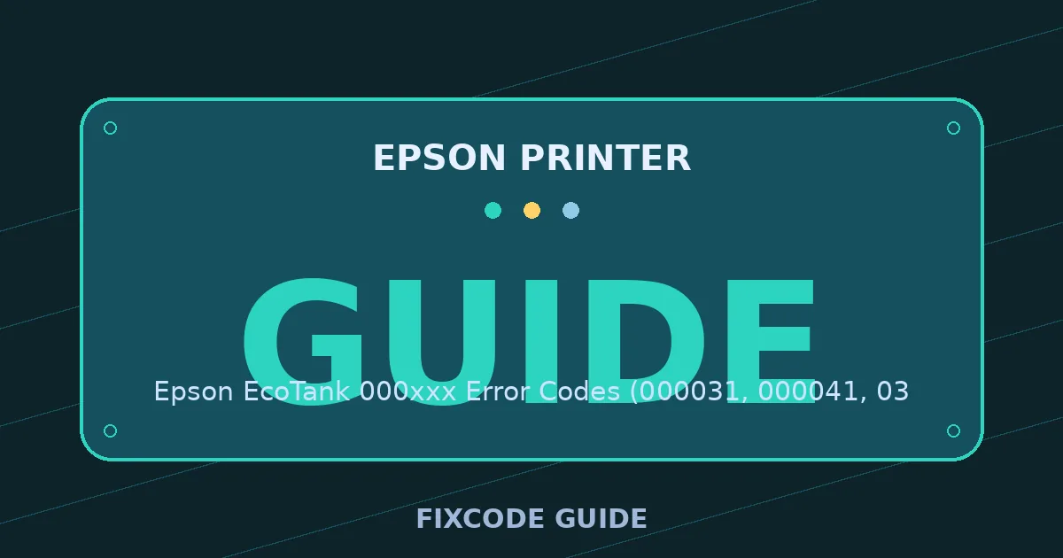 Epson Printer display showing GUIDE — FixCode Guide error code graphic
