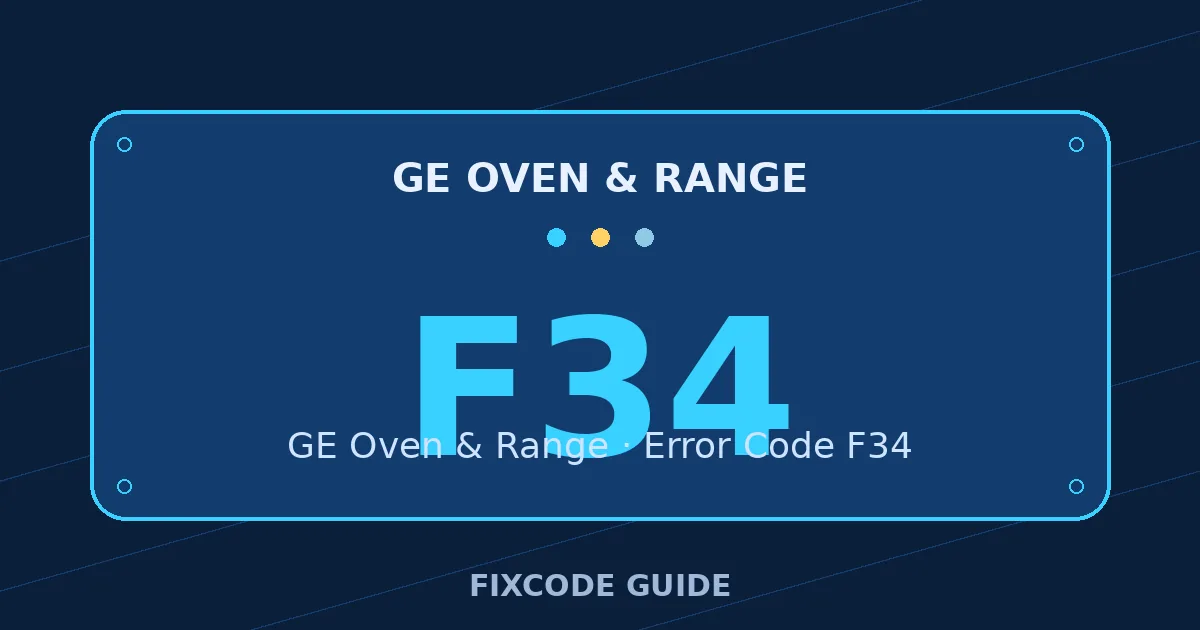 GE Oven & Range display showing F34 — FixCode Guide error code graphic