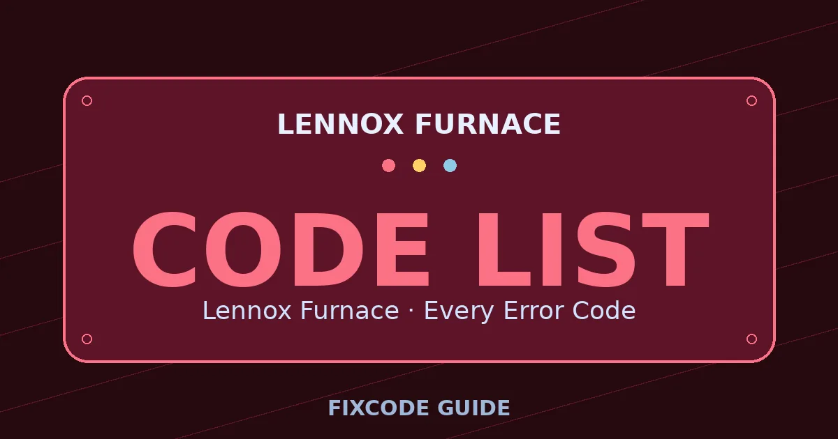 Lennox Furnace display showing full error code list — FixCode Guide error code graphic