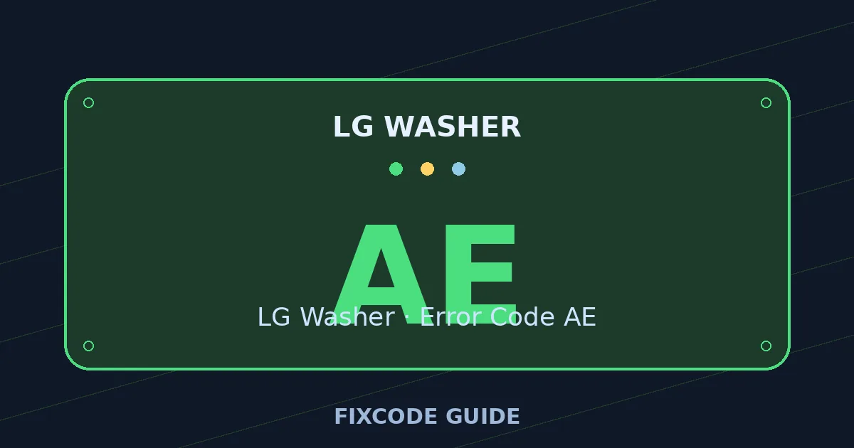 LG Washer display showing AE — FixCode Guide error code graphic