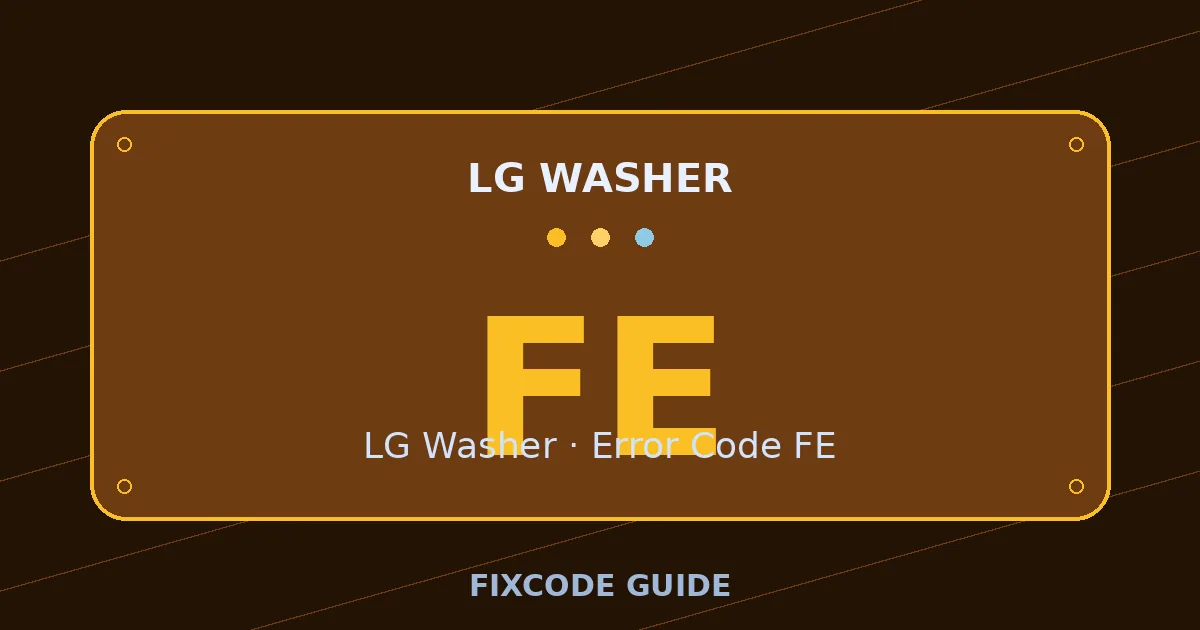 LG Washer display showing FE — FixCode Guide error code graphic