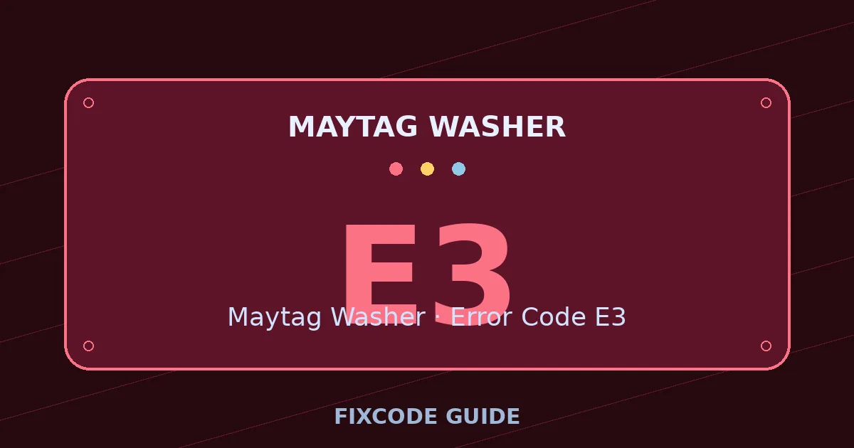 Maytag Washer display showing E3 — FixCode Guide error code graphic