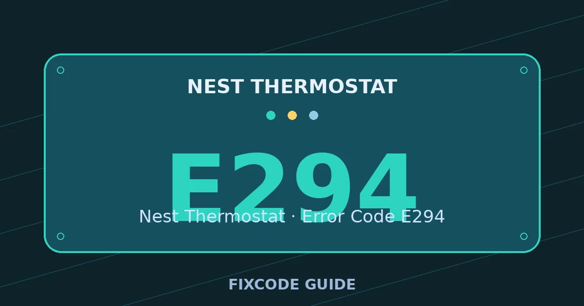 Nest Thermostat display showing E294 — FixCode Guide error code graphic