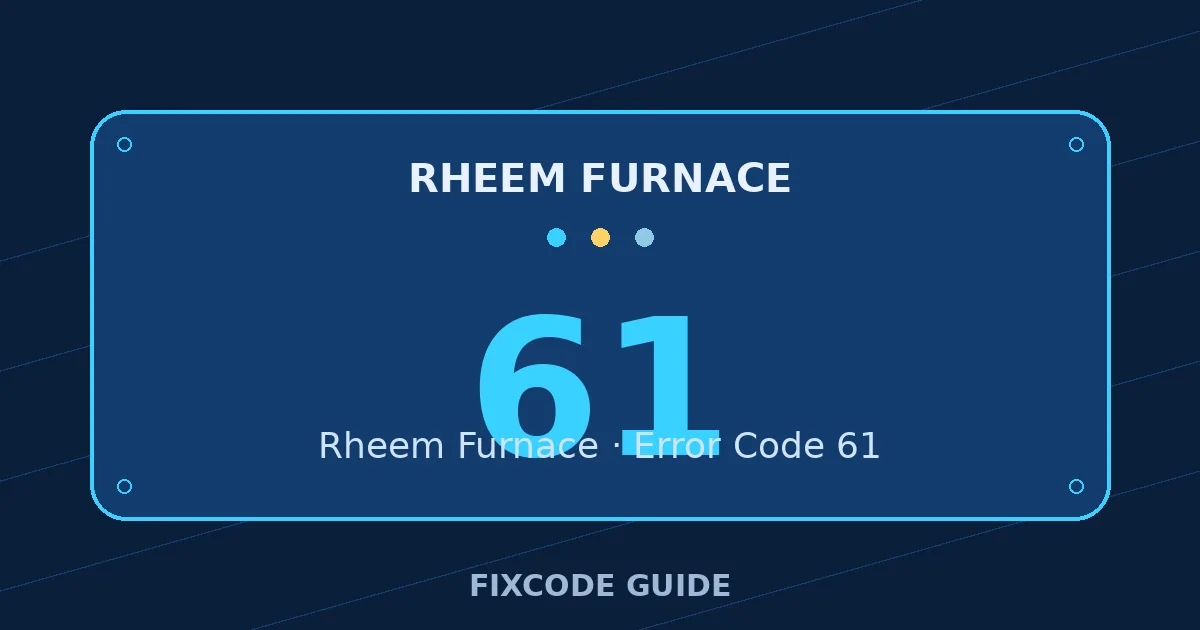 Rheem Furnace display showing 61 — FixCode Guide error code graphic