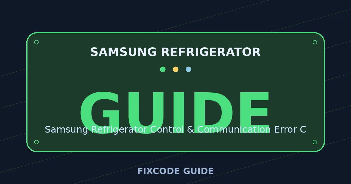 Samsung Refrigerator display showing GUIDE — FixCode Guide error code graphic