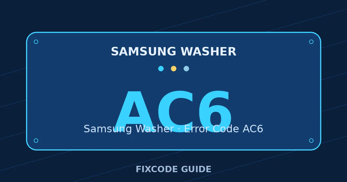 Samsung Washer display showing AC6 — FixCode Guide error code graphic