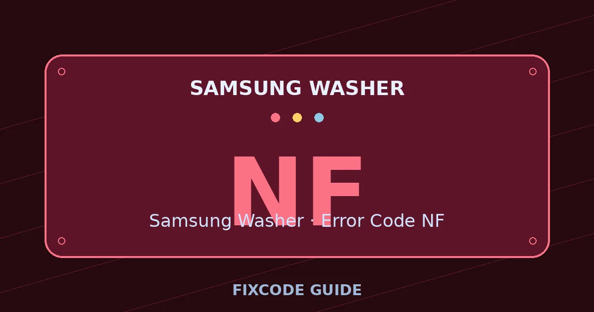 Samsung Washer display showing NF — FixCode Guide error code graphic